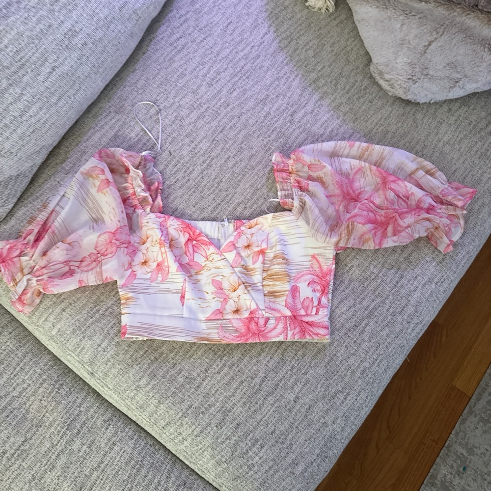 Floral Puff Sleeve Top - Pink